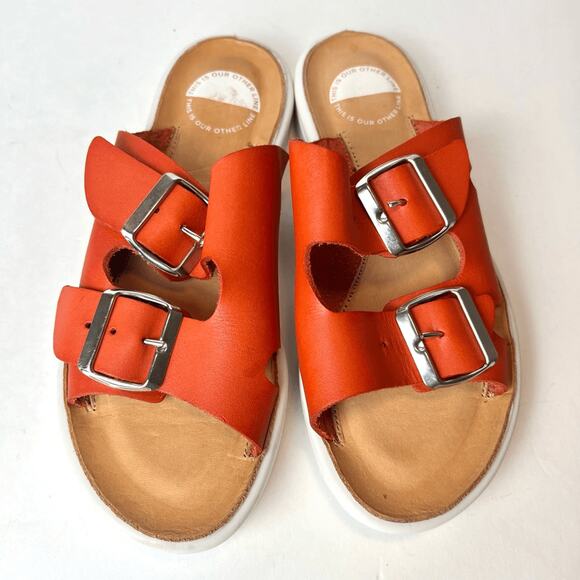 Intentionally Blank "This Is Our Other Line" Express Sandals Orange US 5.5/6 - Picture 3 of 8
